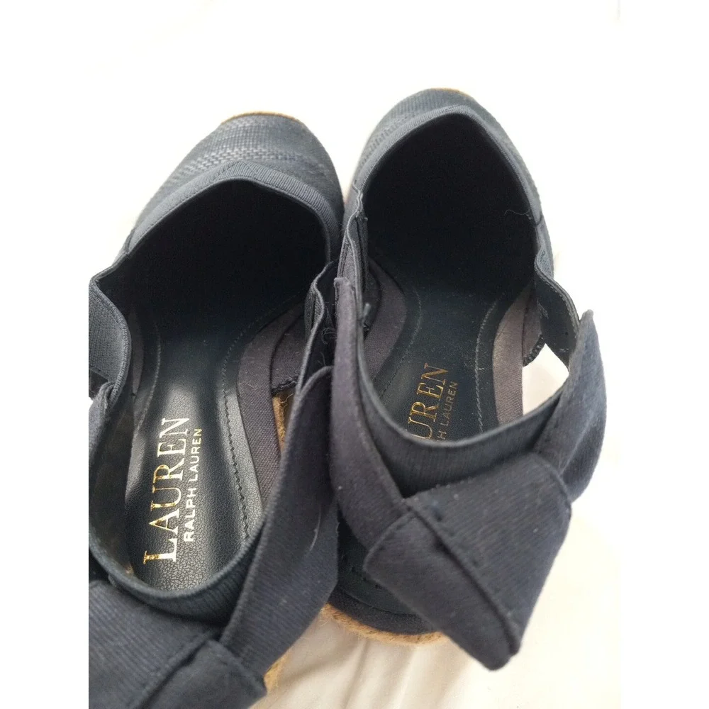 Ralph Lauren Penelopie Slingback Wedge NauticalSandals Espadrille Navy Blue NWOB